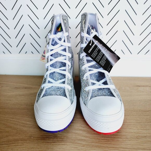 Rare CONVERSE CHUCK 70 DELUXE 10.5 Wmn Shoes Heel Boots Platform Glitter A06028C - Picture 5 of 12